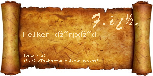 Felker Árpád névjegykártya